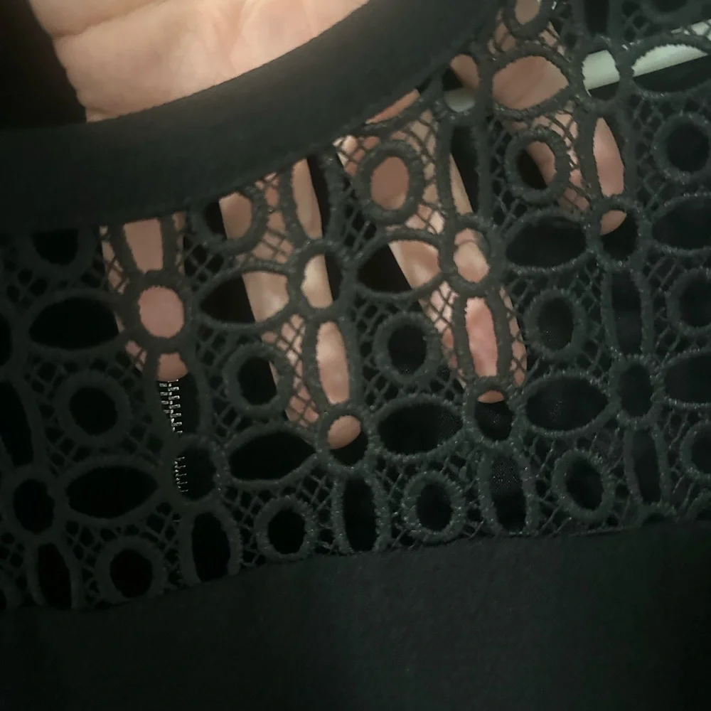 Alythea Black Lace Panel Romper Short Sleeve Fit & Flare, Size Medium NEW - Picture 6 of 16